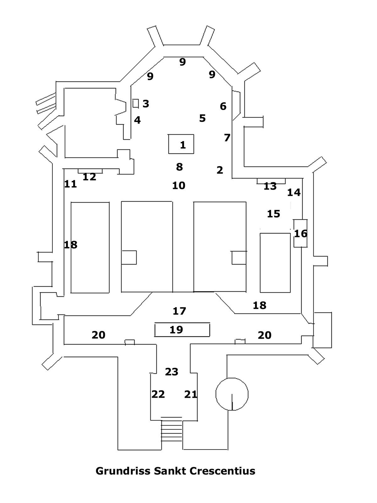 Grundriss der Katholischen Stadtpfgarrkirche St. Crescentius, Naumburg